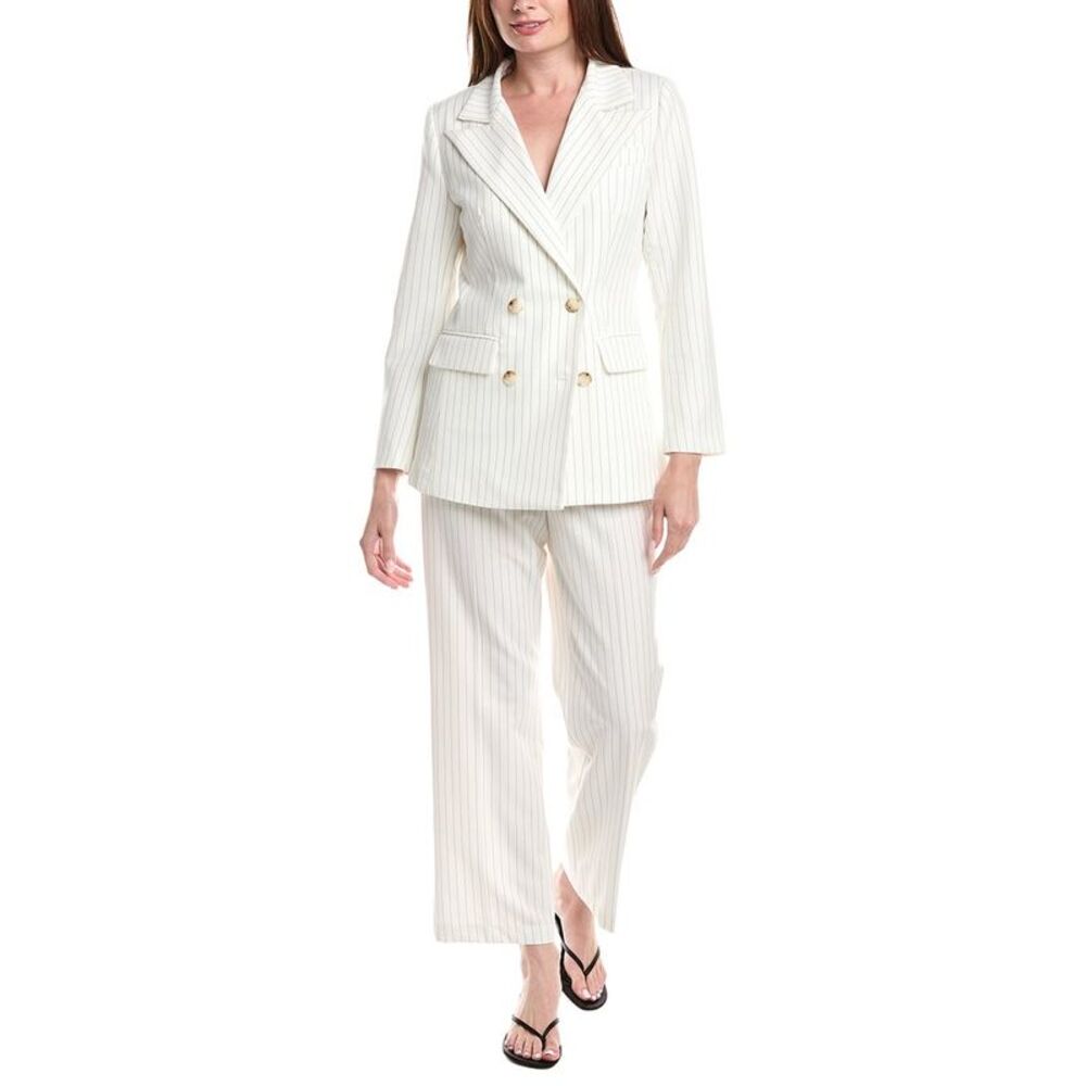 Pascale La Mode Womens 2Pc Jacket & Pant Suit, White